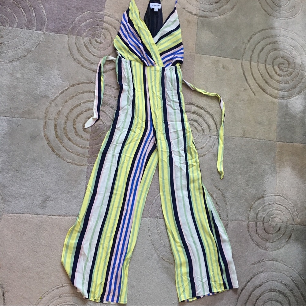 Strip summer jumpsuit racer back, new Small